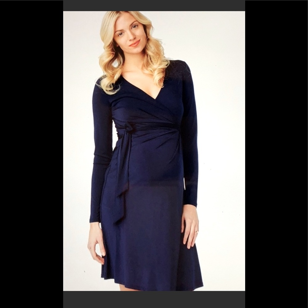 Navy Wrap Dress by Rosie Pope sz Small NWT